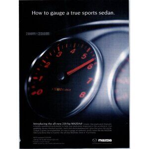 2003 Mazda 6 Mazda6 Sports Sedan Vintage Print Ad Tach Gauge Tachometer Wall Art